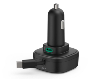 Hama ŁADOWARKA SAMOCHODOWA 30W Z ZWIJANYM KABLEM 2 USB-C CZARNA - 1548502 - zdjęcie 3